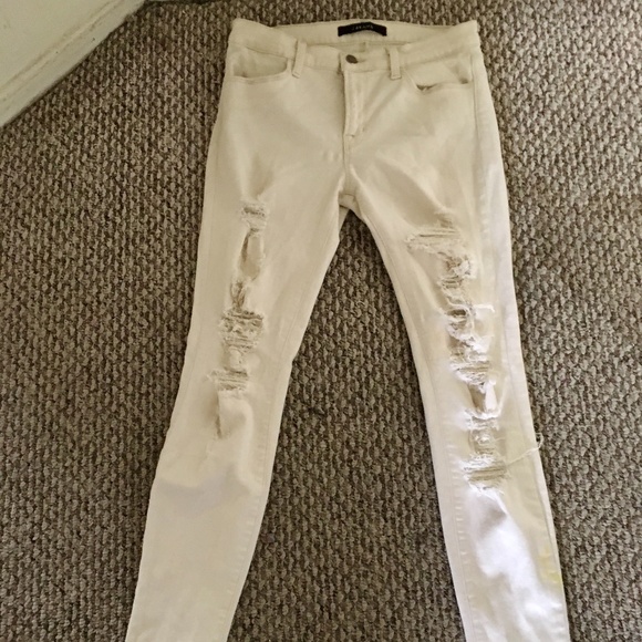 J Brand Cream/Off White Distressed Jeans, 27 - Picture 1 of 3